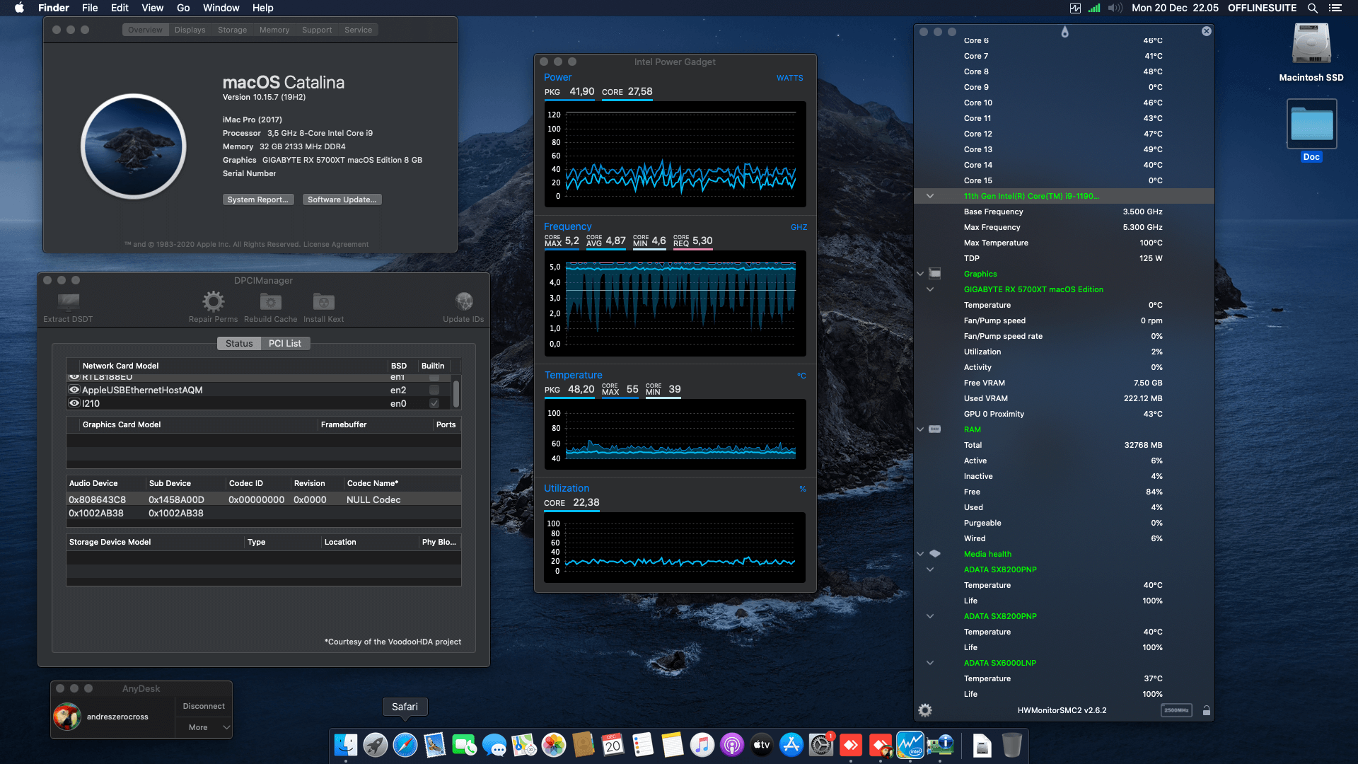 Success Hackintosh macOS Catalina 10.15.7 Build 19H2 in Gigabyte Z590 Vision G + Intel Core i9 11900KF + Gigabyte RX 5700XT